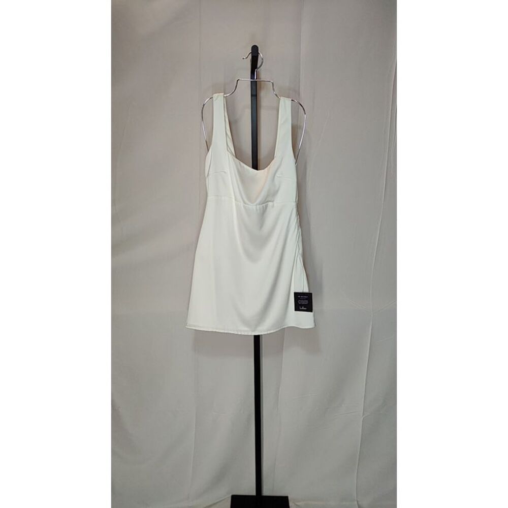 Lulus Truly The Cutest Satin Square Neck Mini Dress White S - Picture 2 of 3